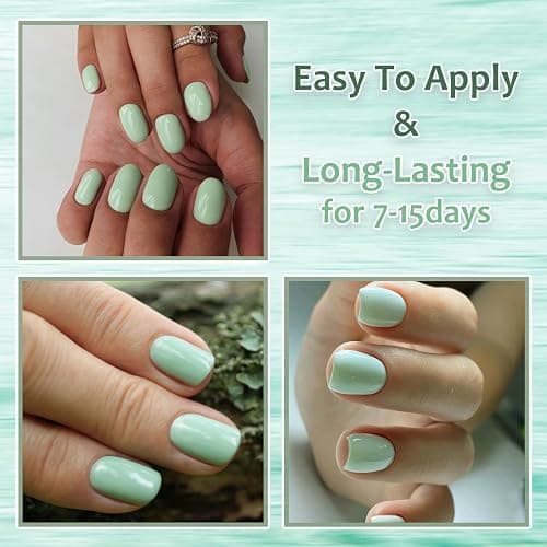 Green Nail Polish - Mint Green Nail Polish - Quick Dry & Long Lasting Light Green Breathable Nail Varnish - Glossy Water Based Chip Resistant Nail Varnish for Women Nail Art Manicure thumbnail 4