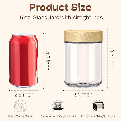 16 oz Overnight Oats Containers with Bamboo Lids, Glass Mason Jars 2 Pack | Airtight Seal Keeps Leakproof, Wide Mouth for Easy Filling & Cleaning, Ideal for Chia Pudding, Yogurt Parfaits & Meal Prep thumbnail 3