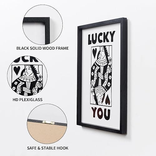 HKBS Framed Black and White Poker Wall Art Decor 12"x16", Set of 3 Trendy Retro Print Wall Decor for Living Room Bathroom Bedroom Game Room Dorm Bar thumbnail 3