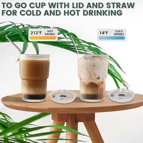 HIGIINC Iced Coffee Cups With Lids and Straws 2 Pcs, 16 OZ Unbreakable Cup Drinking Set,Clear Plastic Cups Reusable Iced Coffee Tumbler with Lid and Straw, To Go Coffee Cups Dishwasher Safe thumbnail 7