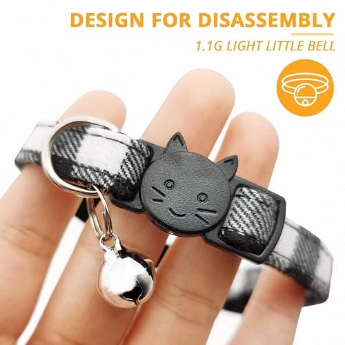 MJIYA Cat Collar with Bell, Breakaway Grid Collar with Plastic Buckle, Light Adjustable, Nylon, Kitty Collars thumbnail 4