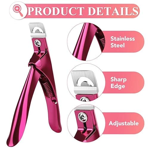 False Nail Clippers with Magnets Stainless Steel Nail Cutter for Acrylic Nail Nail Clippers with 15Pcs Small Magnets for Home Salon Nail Art (Pink) thumbnail 3