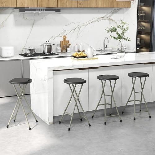 GYMAX Folding Stool, 28in Portable Collapsible Bar Stool with Handle & Steel Frame, 330lbs Sturdy Foldable Lightweight Metal Chair for Outdoor/Indoor Kitchen Home Bar, Assembly Free (Set of 1, 28inch) thumbnail 2
