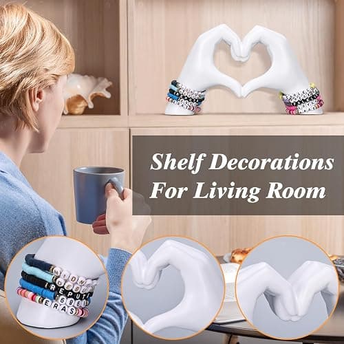 DOVDOV Hand Heart Decorative Statue, White Heart Decoration, Modern Art Home Decoration for Room Coffee Table Office Shelf on Entryway Entrance Tabletop Decoration and Ornament. thumbnail 7