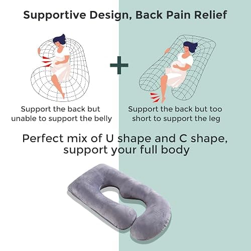 Momcozy Pregnancy Pillows for Sleeping, U Shaped Full Body Maternity Pillow with Removable Cover - Support for Back, Legs, Belly, HIPS for Pregnant Women, 57 Inch Pregnancy Pillow for Women, Grey thumbnail 8