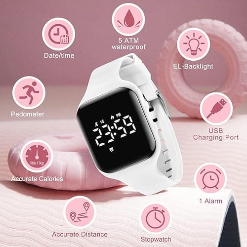 Kids Watch, No App Fitness Tracker Watch for Kids Teenager Digital Watch with Steps Counter/Distance/Calories/Alarm/Stopwatch Fitness Watches Girls Boys Gift for Teens thumbnail 3