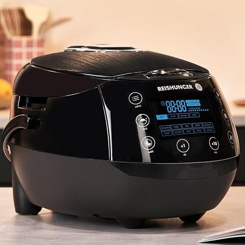 REISHUNGER Digitaler Reiskocher & Dampfgarer Schwarz | 1,5 L bis 8 Personen | Warmhaltefunktion, Timer & Premium Innentopf | Multikocher, 12 Programme, 7-Phasen-Technologie thumbnail 15