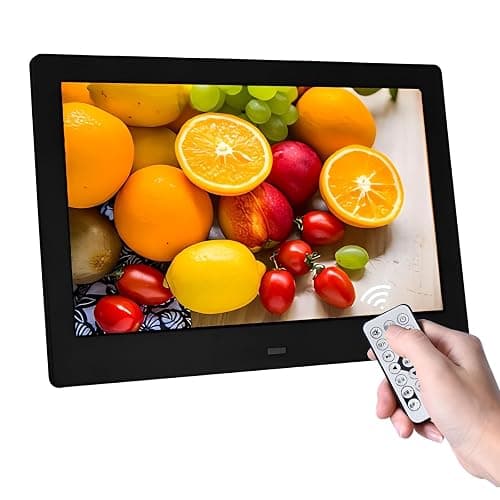 Haipky 7" HD IPS Digital Photo Frame - 1080P Video, Auto On/Off, Image Preview, MP3, Calendar, Clock, Remote Control, Black - Image 1