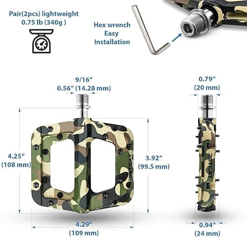 JETCAT Mountain Bike Pedals Flat - MTB Pedals Flat, Bicycle Pedals for BMX/MTN/Road/Gravel/EBike, BMX Pedals, Platform Pedals, Adults & Kids Bike Replacement Upgrades Parts 9/16 thumbnail 2