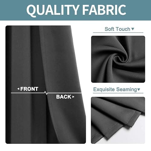 ChrisDowa Grommet Blackout Curtains for Bedroom and Living Room - 2 Panels Set Thermal Insulated Room Darkening Curtains (Dark Grey, 42 x 63 Inch) thumbnail 5