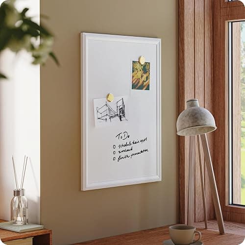 U Brands Farmhouse Magnetic Dry Erase Board White Board, 24" x 18", White Wood Style Frame, Includes 2 Magnets thumbnail 2