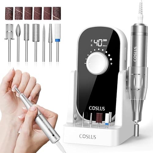 COSLUS E51 Ponceuse Pour Ongles Professionnelle: 40000 RPM Ensemble de Lime a Ongle Electrique 6 en 1 Pour Ongles en Gel et Ongles en Acrylique, Idéal Pour le Salon et La Maison Portable et Silencieux - Image 1