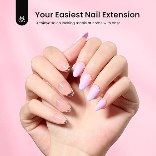 Beetles Gel Nail Kit Short Almond, with Dehydrator and Primer, 576Pcs Half Matte Etch-X Gel Nail Tips Solid Nail Glue Mini Lamp Acrylic Tips Easy DIY Extension Set Gift for Women thumbnail 7