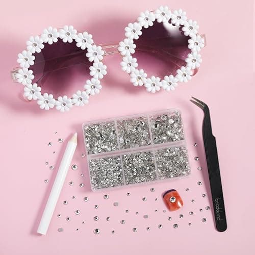Evernew Crystal Rhinestones Nail Gems Round Crystal Rhinestones for Crafts, Mixed 6 Sizes with Tweezer and Wax Pencil Kit, 4300 PCS, SS6-SS20 thumbnail 3