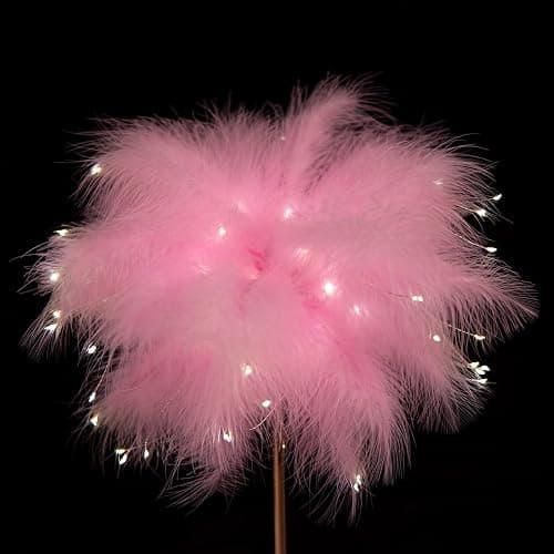 BDUSXYZ Pink Feather Lamp - LED Atmosphere Feather Night Lights Bedside Lamps for Mother, Girlfriend Home Girl Room Wedding Decoration thumbnail 7