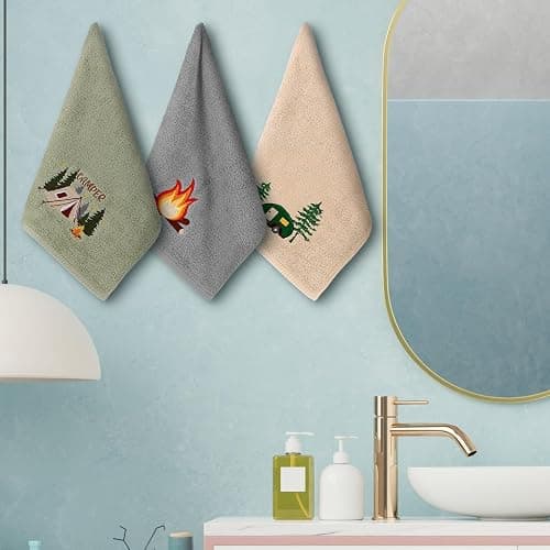 SmoothNovelty 3 Pcs Camping Hand Towels for Bathroom 100% Cotton Decorative Embroidered RV Hand Towels Farmhouse Campers Bathroom Decor 14 x 29 Inch Rustic Vintage Gifts for Camping RV Kitchen thumbnail 6