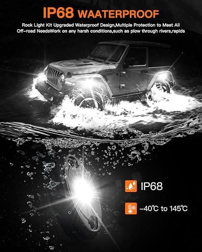 LEDMIRCY R1 Pure White LED Rock Lights Kit with Roker Switch Wire Harness 12PCS High Power Rock Lights White for Trucks Off Road ATV UTV SUV Underglow Trail Rig Light Under Body Waterproof Light thumbnail 2