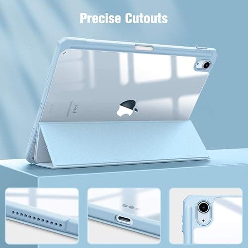 Fintie Hybrid Slim Case for iPad Air 11-inch M3 (2025) / M2 (2024), iPad Air 5th (2022) / 4th Generation (2020) 10.9 Inch - Shockproof Cover with Clear Back Shell & Pencil Holder, Sky Blue thumbnail 9