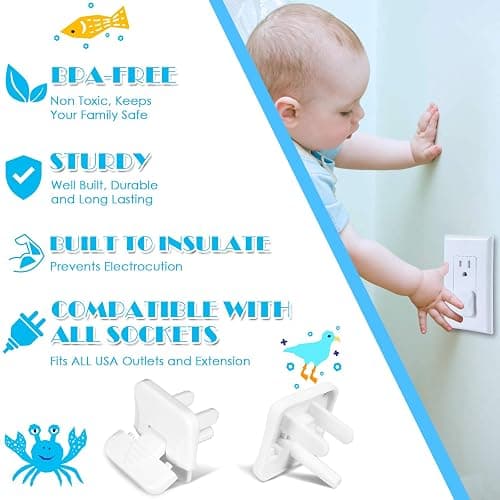 Outlet Covers Babepai 38-Pack White Child Proof Electrical Protector Safety Improved Baby Safety Plug Covers thumbnail 4