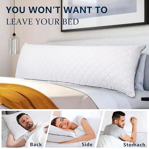1 MIDDLE ONE Body Pillow, Memory Foam Body Pillows for Adults Sleeping, Long Pillow for Bed, Big Large Firm Full Body Pillow for Side Sleeper, 20x54 Inch, White thumbnail 6