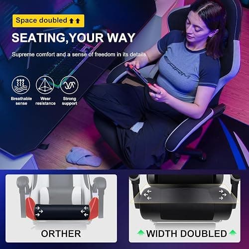 GTPLAYER Gaming Chair, Computer Office Chair with Pocket Spring Cushion, Linkage Armrests and Footrest, High Back Ergonomic Computer Chair with Lumbar Support Task Chair with Footrest(Black) thumbnail 3