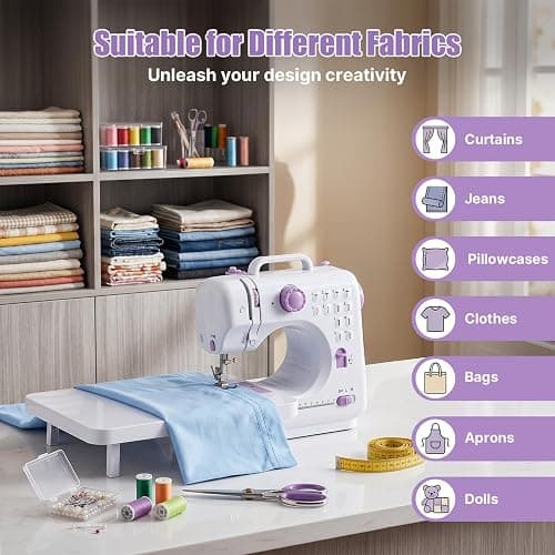 Electric Sewing Machine for Beginners for Quick Repairs DIY Crafts & Gift | Portable Mini Sewing Machine with Dual Power, 12 Stitches, Foot Pedal, Light, Storage Drawerand Accessories Kit thumbnail 7