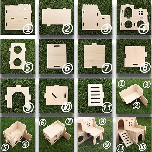 Tiny Hamster Maze Wood House Fun Slide House Double-Decker Hut for Dwarf Gerbil Mouse Mice Rat Small Animals(Only for Small Hamster) thumbnail 9