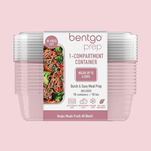 Bentgo Prep - 20-Piece 1-Compartment Reusable Meal Prep Containers with Lids, PFAS & BPA Free Materials, Durable, Microwave, Freezer, & Dishwasher Safe To Go Food Storage (Blush Pink) thumbnail 8