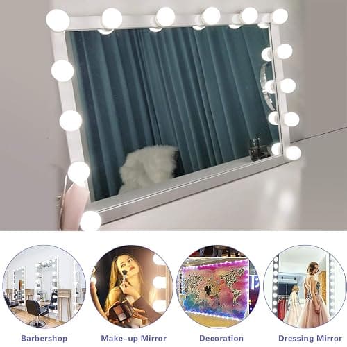 SICCOO Makeup Vanity Lights for Mirror, Hollywood Style LED Vanity Mirror Lights with 14 dimmable Bulbs, USB Cable, White thumbnail 3