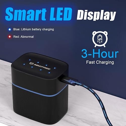 Maxfree Rechargeable 4 AAA and 4 AA Batteries Lithium with Charger, 8-Pack 1.5V Long Lasting Triple A Double A Batteries with LED Display – Fast Charging for Blink Outdoor Cameras, Toys & Remotes thumbnail 3