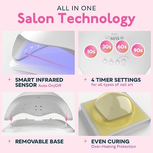 SUNUV UV Light for Nails, UV LED Nail Lamp with 4 Timer Settings, Compatible with All Gel Polish, Auto Sensor LCD Display Removable Base, SUN5 thumbnail 2