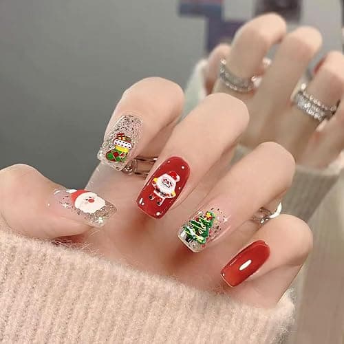 3D Christmas Nail Charms,100PCS Christmas Tree Santa Claus Snowman Elk Nail Gems,Resin Flatback 3D Nail Art Charms Nail Supplies for Manicure Design Decorations DIY Crafting Jewelry Making (Mixed B) thumbnail 7