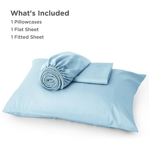 Bedsure Cooling Sheets Twin XL, Rayon Derived from Bamboo, PureWoven, Breathable & Soft Twin XL Sheet Sets, Deep Pocket Up to 16 Inches, Hotel Luxury Silky Dorm Bedding for Hot Sleepers, Aqua thumbnail 6