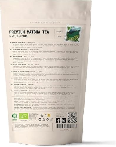 NaturaleBio Japanese Organic Matcha Green Tea Powder - Premium Grade-100g. Produced in Japan, Uji, Kyoto. Use for Drinking, Cooking, Baking, Smoothie Making and with Milk. Vegan & Vegetarian Friendly thumbnail 10