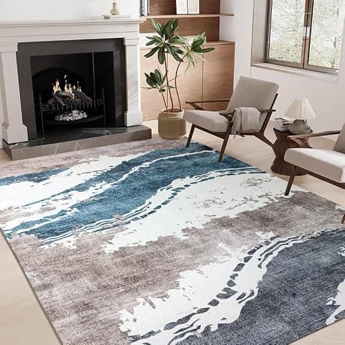 Cestavie Modern Abstract Area Rug Runner Rug 5x11 Feet Custom Size,Non-Shedding Washable Carpet for Bedroom Living Room Dining Room Hallway - Image 1