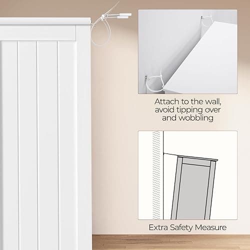 Yaheetech Bathroom Floor Cabinet, Modern Storage Freestanding Organizer Cabinet with Adjustable Shelves & Double Doors, 3-Tier Home Living Room Furniture, White thumbnail 8