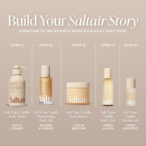 Saltair Shimmering Body Oil | Salt Water Vanilla Radiant Glow | 4 fl oz | Light-reflecting pearls and a silky texture for a luminous-looking finish and smooth post-bath use thumbnail 6