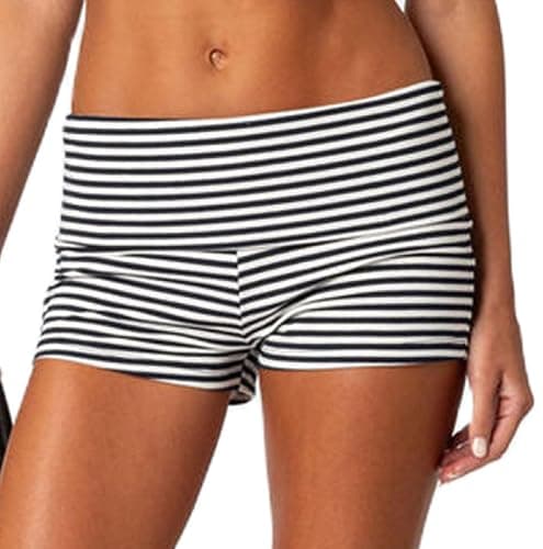 KMBANGI Womens Fold Over Shorts Elastic Waist Y2k Lounge Shorts Foldover Cute Pajama Micro Bottoms Mini Shorts Sleepwear - Image 1