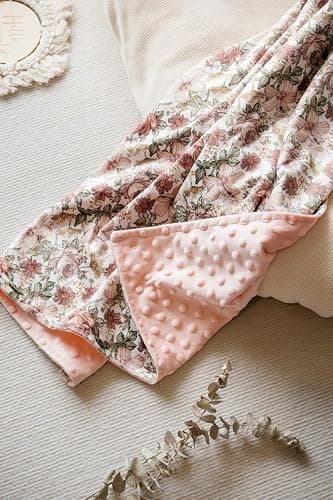 Baby Blankets for Unisex Boys Girls, Soft Plush Minky Blanket with Double Layer Dotted Backing for Infant Newborn Toddler, Vintage Floral Western Wild Flowers 30 x 40 Inch (Vintage Floral) thumbnail 7