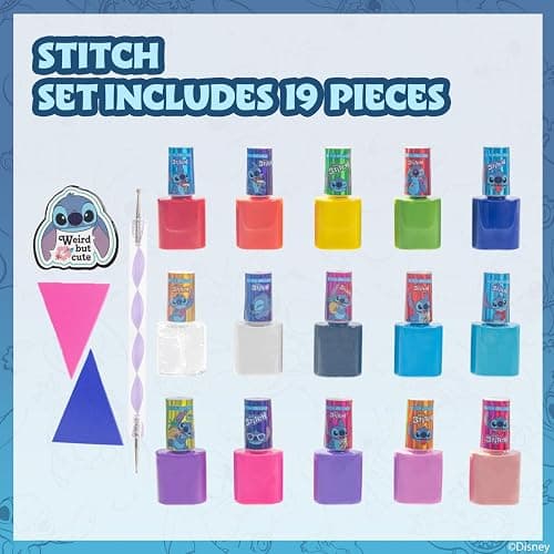 Townley Girl Disney Stitch 15 Piece Water-Based Nail Art Activity Makeup Set, Includes Nail Polish, Nail Brush and Nail Files, For Parties, Sleepovers and Makeovers, Ages 6 thumbnail 2