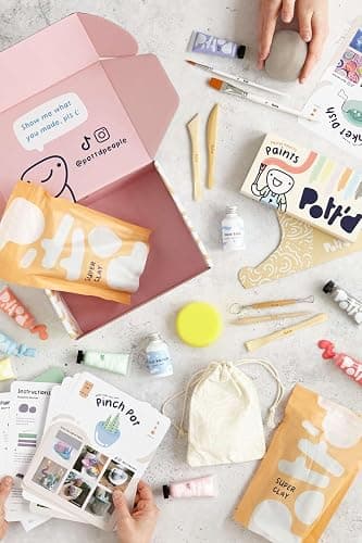 Pott'd Air Dry Clay for Adults. Beginners Home Pottery Kit for Adults. DIY Craft Kit for Adults. Kit Includes: Air-Dry Clay for Adults, Tools, Paints, Brushes, Sealant, How-to-Guides thumbnail 2