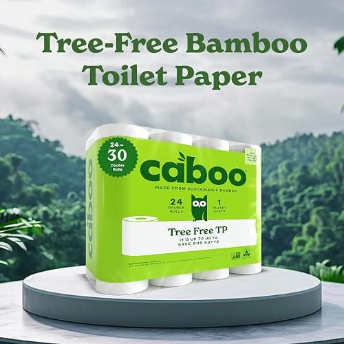 Caboo 100% Bamboo Toilet Paper, 24 Rolls | Sustainable, Tree Free, Septic Safe, Non Toxic, Chemical Free, Lint Free | 2 Ply Toilet Tissue, Pack of 24 Double Rolls, 300 Sheets Per Roll thumbnail 3