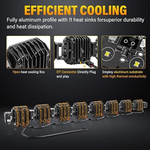 Willpower 52 inch 240W Amber Straight Curved Adjustable & Linkable LED Light Bar with Wiring, Spot Flood Beam Off Road 4X4 Driving Fog Lights for 12V 24V Vehicle 8WD Car UTV SUV Truck Tractor Trailer thumbnail 5