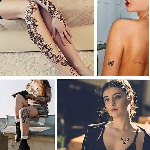 Temporary Tattoo Ink and Stencils for Adults Teens Kids, Temporary Tattoo Kit Skin Friendly - Black Red Brown Green Purple Blue Orange thumbnail 7