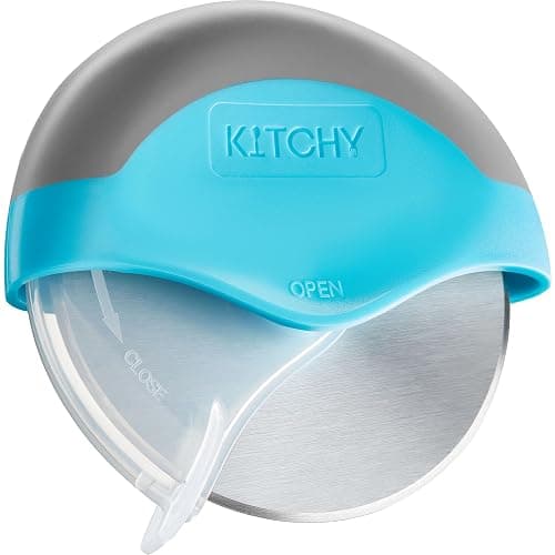 Kitchy Pizza Cutter Wheel with Protective Blade Cover, Ergonomic Pizza Slicer (Blue) - Image 1