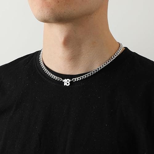 Lydow Number Necklace for Men Boys Athletes, Stainless Steel Chain Football Soccer Basketball Baseball 0-99 Birthday Gifts Jewelry 18+2Inches thumbnail 2