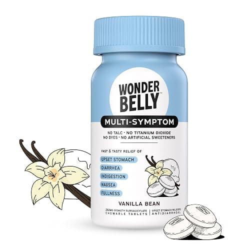 Wonderbelly Multi-Symptom Medicine, Anti-Diarrhea & Upset Stomach Relief with Bismuth Subsalicylate, Vanilla Bean, 48 Chewable Tablets - Image 1