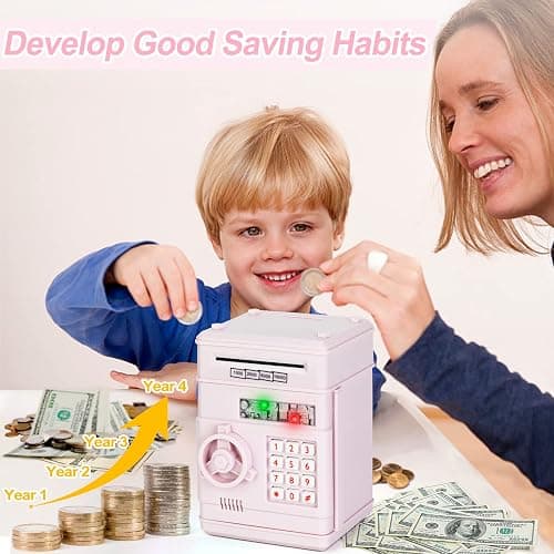 Refasy Piggy Bank Cash Coin Can ATM Bank Electronic Coin Money Bank for Kids Age 3-12, Money Savings Box Mini ATM Coin Bank Toys Gifts for 3 4 5 6 7 8 9 10 11 12 Year Old Boys Girls thumbnail 2