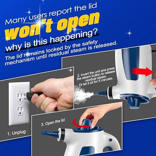 Hand Held Steam Cleaner, Portable Steam Cleaners, Steam Cleaner Handheld, Comes with 12-Piece Accessories for Multi-Surface Stain Removal, Perfect for Stain Removal, Car, Sofa, Floor, Bathroom, Window thumbnail 8