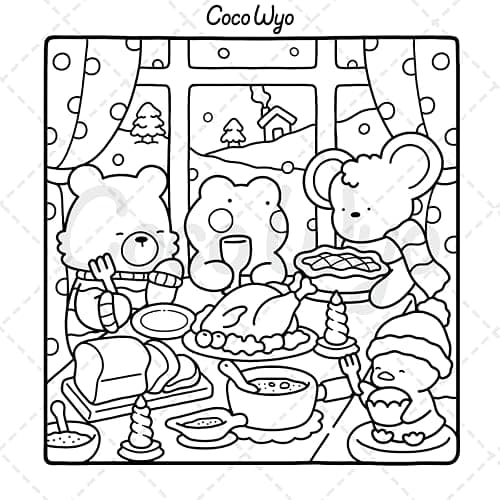 Comfy Days: Coloring Book for Adults and Teens Featuring Super Cute Animal Characters in Cozy Hygge Moments for Relaxation (Cozy Spaces Coloring) thumbnail 8